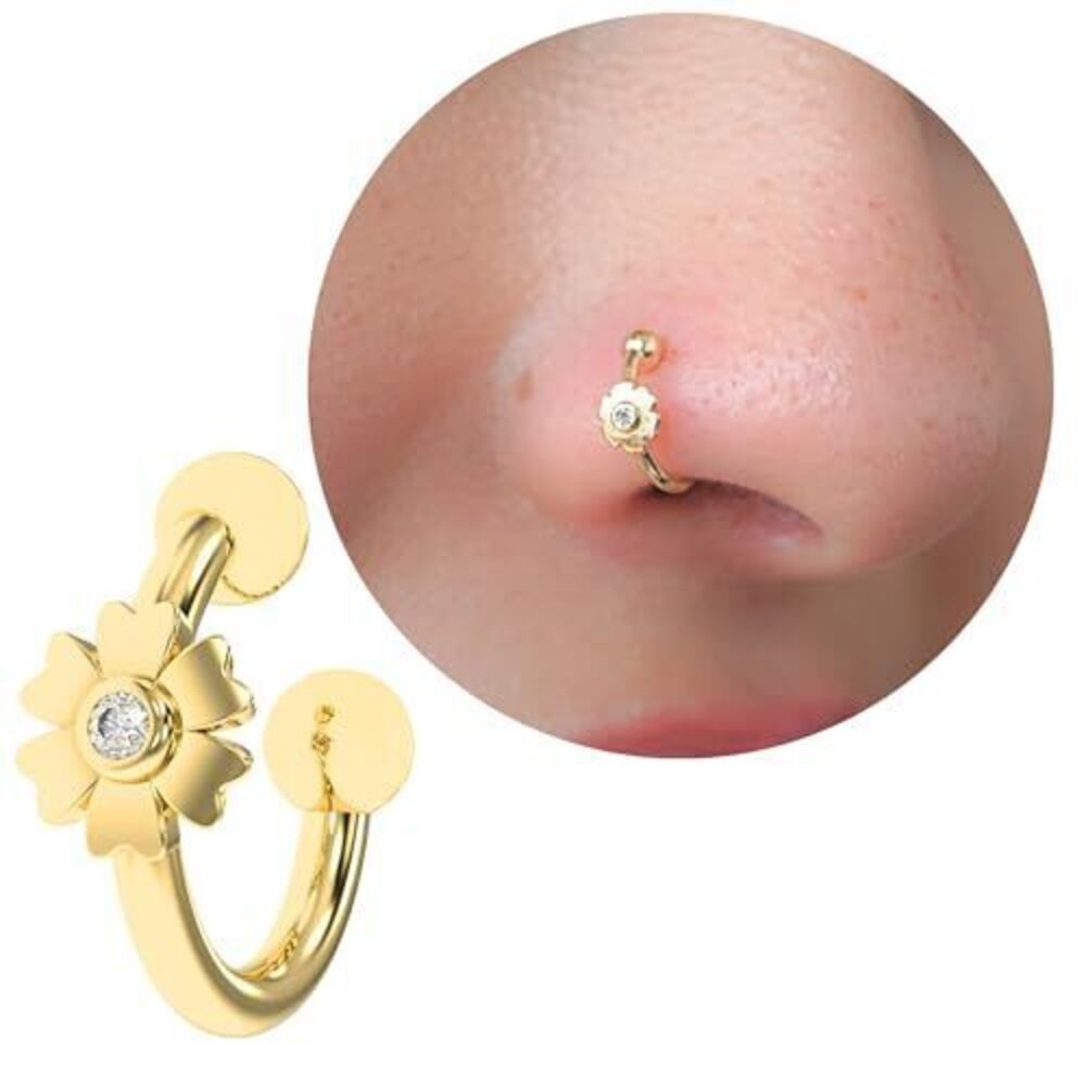 7886 925 Sterling Silver 18K Gold Vermeil Nose Ring and Girls, Dainty Hoop